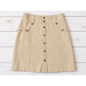 Columbia Sportswear Linen Cotton Button Utility Cargo Skirt Beige Size 8 -4847